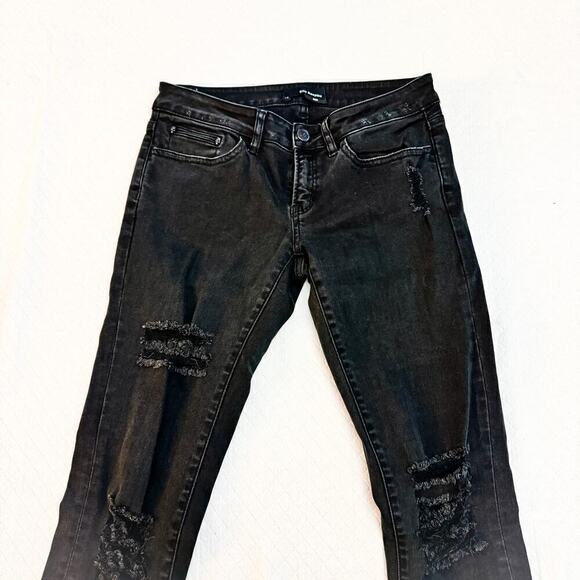 The Kooples Skin Black Denim Ripped Jeans Skull Accent Pocket Size 26 - Picture 5 of 8